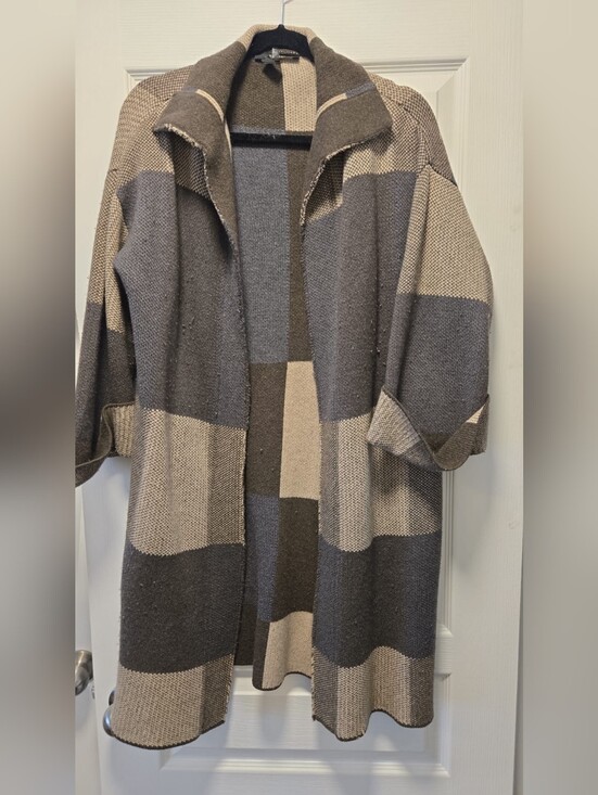 MaxMara Sweaters - MaxMara Weekend Striped Knit Duster - Black & Cream